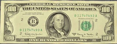 1963 B $100 Hundred Dollar Bill Federal Reserve Note New York  NY. Unique Serial - Image 1 of 2