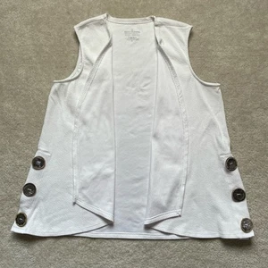 Neon Buddha Ribbed White Vest Side Buttons Womens XL - Picture 1 of 8