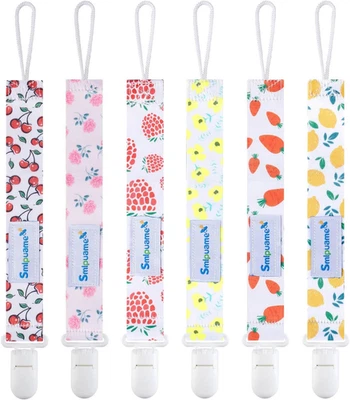 SMLPUAME Dummy Clips Girl,6 Pack BPA Free Soother Chain,Pacifier Holder Clips