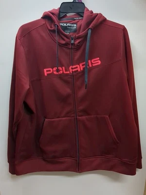 Polaris Tech Full Zip Hoodie Size XXXL 3XL Red White Logo Outdoors Thumb Holes - Image 1 of 4