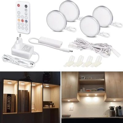 Luce Led Sottopensile Cucina Dimmerabile, 4 Luce Led per Vetrine Con Telecomando - Immagine 1 di 4