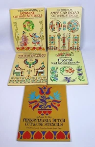 Cut and Use Stencils Lot Japanese American Indian Ancient Egyptian Dutch Floral - Imagen 1 de 1