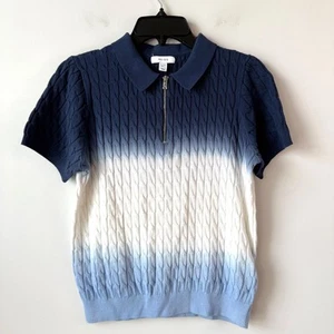 Reiss Micah Ombre Half Zip Polo T-Shirt Boys Size 11-12Y Blue Cotton Cable Knit - Picture 1 of 8