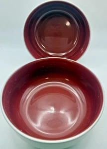 Cereal Serving Soup Bowls Tabletops Gallery Color Block Red White  6.5" Set of 2 - Picture 1 of 10