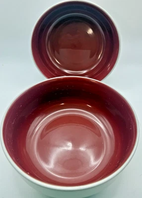 Cereal Serving Soup Bowls Tabletops Gallery Color Block Red White  6.5" Set of 2 - Image 1 of 4
