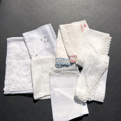 Lote de 9 pañuelos vintage bordados a ganchillo Foto 1 de 4