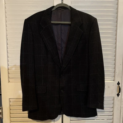 Chaqueta de Lana a Cuadros Azul Christian Dior 40L De Colección Hecha en Unión EE. UU. ACTWU - RARA Foto 1 de 4