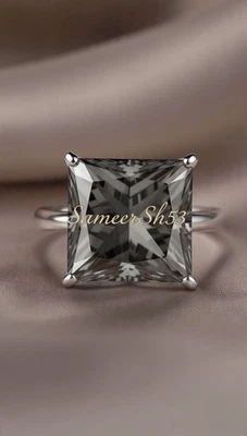 Anillo de plata cultivada en laboratorio de diamantes gris talla princesa de 2 quilates | Con diseño Sameersh53 Foto 1 de 4
