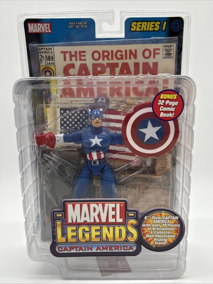 Marvel Legends Капитан Америка Серия 1 Бонусный Комикс НОВЫЙ Запечатанный Toybiz 2002 - Изображение 1 из 4