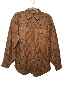 Shyanne Button Up Lace Brown Fringe Western Shirt Sz XS - Picture 1 of 7