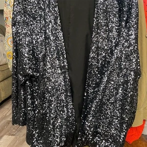 GAP Women's Sequin Kimono Jacket Gray Open Front Mid-Length Size M - Picture 1 of 10