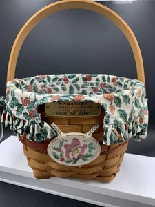 Longaberger Jingle Bell Basket, Christmas Edition 1994 with Holly  Liner and Lid - Picture 1 of 11