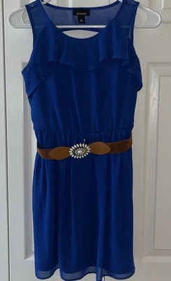 💙🦋Girls Blue Amy’s Closet Spring Ruffle Dress W/Belt Size 7 💙🦋 - Image 1 of 3