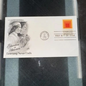 US COVER LEARNING NEVER ENDS EDUCATION IN AMERICA FDC ARTCRAFT - Picture 1 of 3