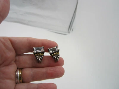 Pendientes perforados glaciar topacio oro 14K plata esterlina caviar Lagos raros Estate Foto 1 de 4