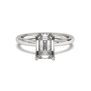 IGI Certified 1 CT G/VS 14k Gold Emerald Cut Lab Grown Diamond Engagement Ring - Picture 1 of 7
