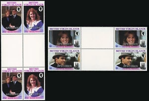 British Virgin Islands 537-540 Royal Wedding Specimen Gutter Se-tenant Block MNH - Picture 1 of 3