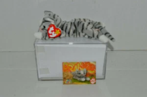 Ty Beanie Baby~#4123~5ª Generación~Prance~Gato~Rayas Grises~Buena Etiqueta~Tarjeta Comercial~NB - Imagen 1 de 3