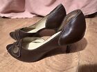 High heels pumps peeptoes leather brown size 4 / 37 like new!