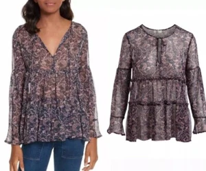 JOIE Shawnita Split-Neck Ruffled Silk-Chiffon Blouse Small NWT - Picture 1 of 5