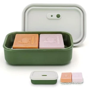 Silicone Enhanced Leak Proof Travel Soap Case Vented Shampoo Bar Holder Large Ba - Picture 1 of 8