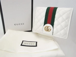 Gucci Double G Card Case Mini Wallet 536453 White W11.0×H8.5×D2.7cm Near MINT - Picture 1 of 8