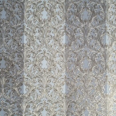 Papel de parede listrado vitoriano damasco cinza bronze dourado listras metálicas texturizado 3D - Imagem 1 de 4