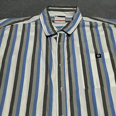 Southpole Men's Striped Button-Down Shirt XXL Blue Gray White Cotton Casual - Image 1 of 4