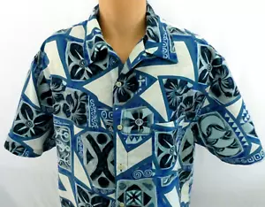 Vintage Rusty Men's L Hawaiian Surf Shirt Short Sleeve Polyester Blue Tropical - Picture 1 of 8
