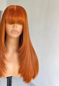 Montenegro style fringe orange ginger red hai Brazilian 100% human hair bang Wig - Picture 1 of 3