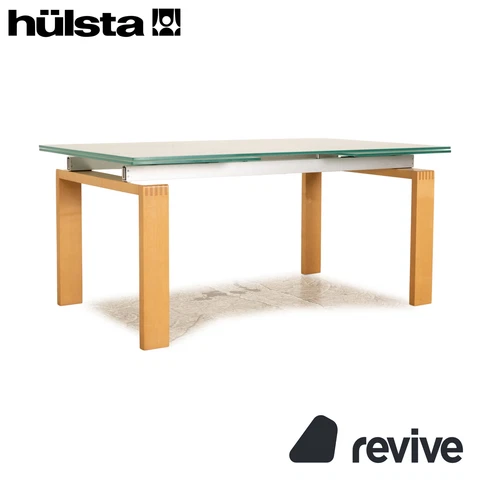 Hülsta Glas Dining Table Frosted Blue Manual Function Ausziehfunktion Room Cover