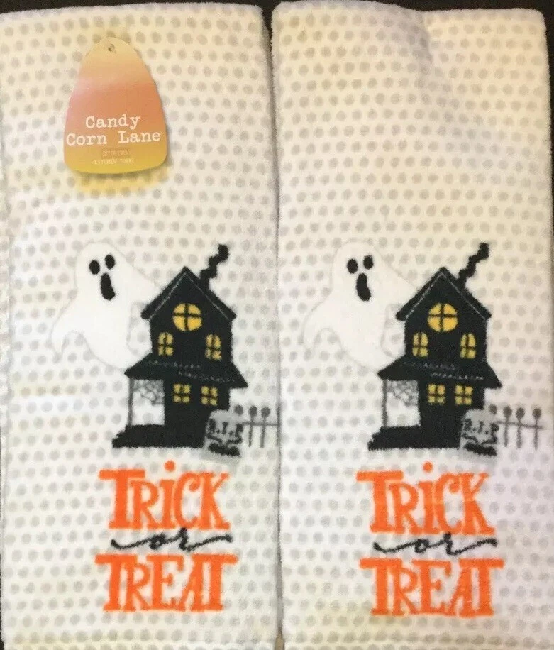 Комплект из 2 толстых мягких роскошных матовых хлопковых полотенец для рук с привидениями для дома - Изображение 1 из 1