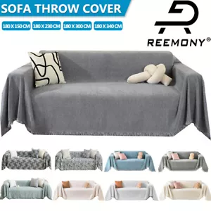 Reemony Sofa Cover Couch Throw Blanket Rug Lounge Slipcover Protector Chenille - Picture 1 of 70