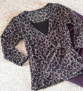 Women's  Burgundy, Black, & White Top-Size LARGE-EUC - Picture 1 of 7