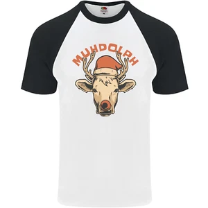 Baseball-T-Shirt Muhdolf Weihnachten Kuh Herren S/S lustig Rudolf - Bild 1 von 50
