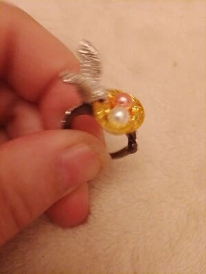 Hermoso Nido de Huevos Chapados en Oro Color Plateado Pájaro Talla UK M EE. UU. 6 Foto 1 de 4
