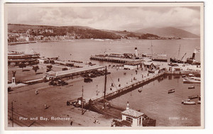A 1930 Valentine's Real Photo Post Card of Pier and Bay, Rothesay. Isle Of Bute
