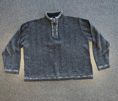 Woolrich Gray Wool Blend  Sweater Quarter Zip Onyx Heather Grey Mock Neck XL - Image 1 of 4