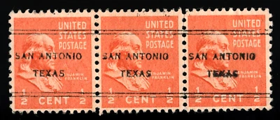 RARE TRIPLE PRECANCEL DOUBLE LINE STAMP 1/2 CENT BENJAMIN FRANKLIN NG FINE+ #79 - Image 1 of 2