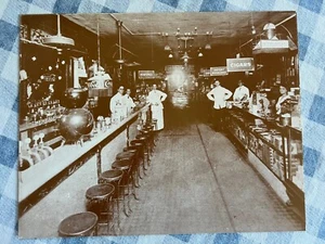 Vintage Soda Fountain Malt Shop Popular Meeting Spot Old Picture Sepia Reprint - Picture 1 of 1