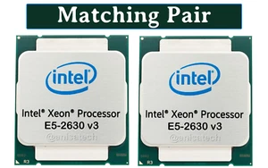 Matching Pair Intel Xeon E5-2630v3 8-Core 3.2GHz FCLGA2011-3 CPU SR206 (2 PCS) - Picture 1 of 4