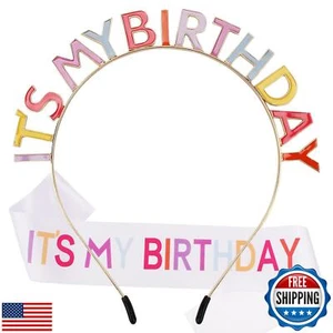 Araluky Birthday Crown for Women IT'S MY BIRTHDAY Headband Metal Adjustable P - Picture 1 of 5