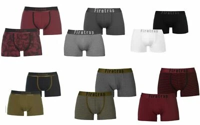 2 Pack Firetrap Mens Trunks Gents Elasticated Waist Band Boxers Shorts Pants