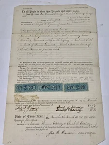 1866 State Of Connecticut Warrantee Deed And 3 Surety Bond 50 Cent - Picture 1 of 13