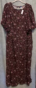 Neu Größe 4X Old Navy Maxikleid Blumenmuster Lila Puff Ärmel offener Rücken - Bild 1 von 8