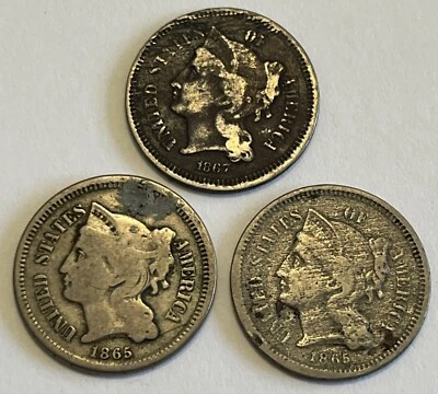 1865 1867 3 Cent Piece Nickel United States Coin - Image 1 of 2