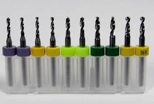 10 Piece Carbide Drill Set .0748 to .1065" - 1.90 - 2.70mm - 1/8" Shanks cnc R3 - Picture 1 of 1