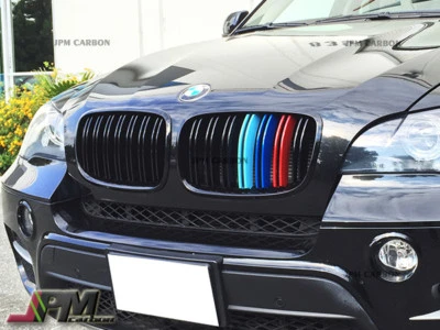 BMW E70 E71 X5 X6 2007-2013 SUV Style negro brillante con parrilla delantera tricolor M Foto 1 de 4