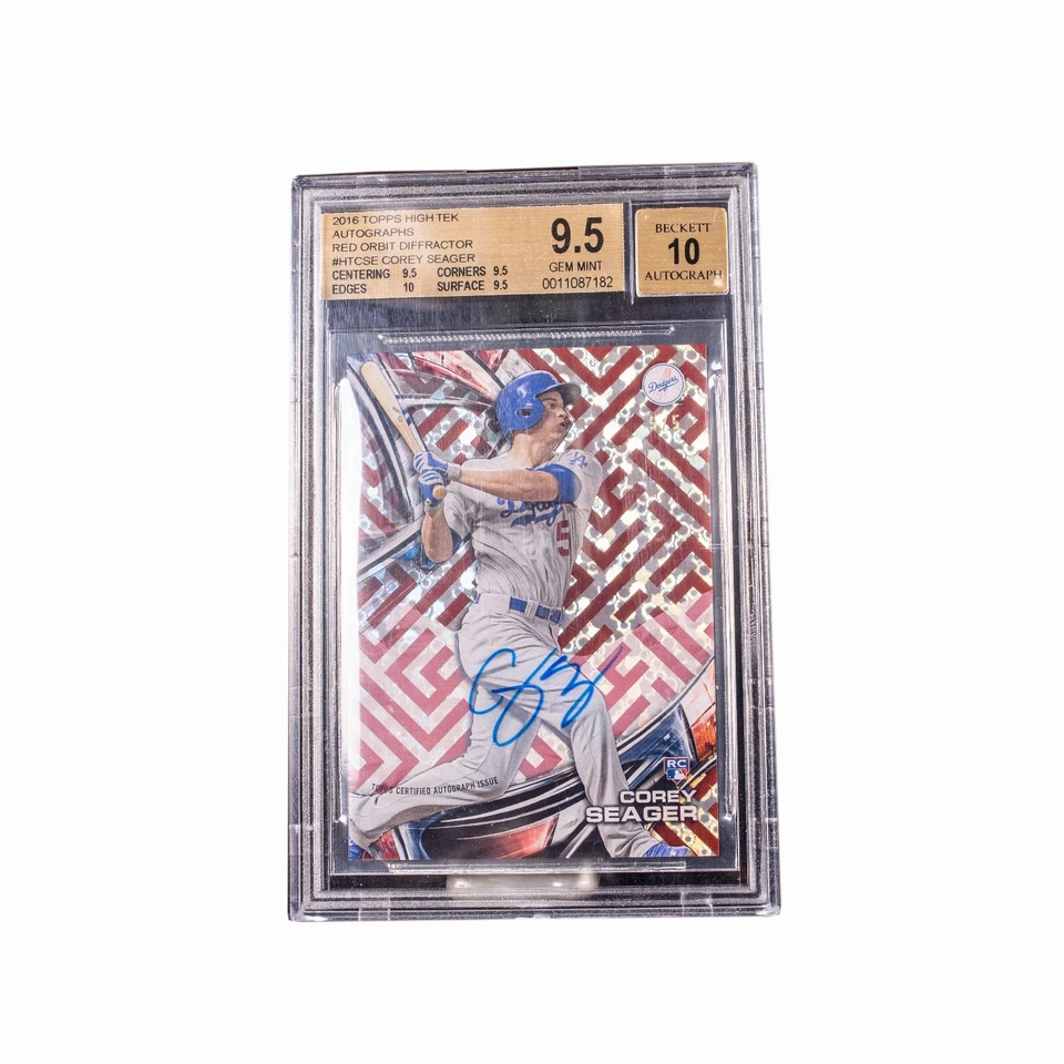 2016Topps High Tek Autographs Red Orbit Difractor Corey Seager RC BGS 9.5 LE 5/5 - Image 1 of 2
