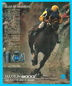 MAXXUM 1991 Minolta corse di cavalli STAMPA PUBBLICITÀ fotocamera fantino - Foto 1 di 3